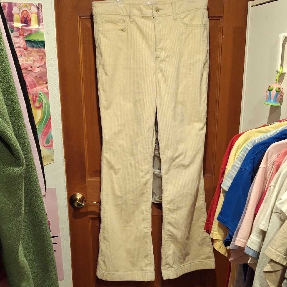 Cream Corduroy Flare Pants